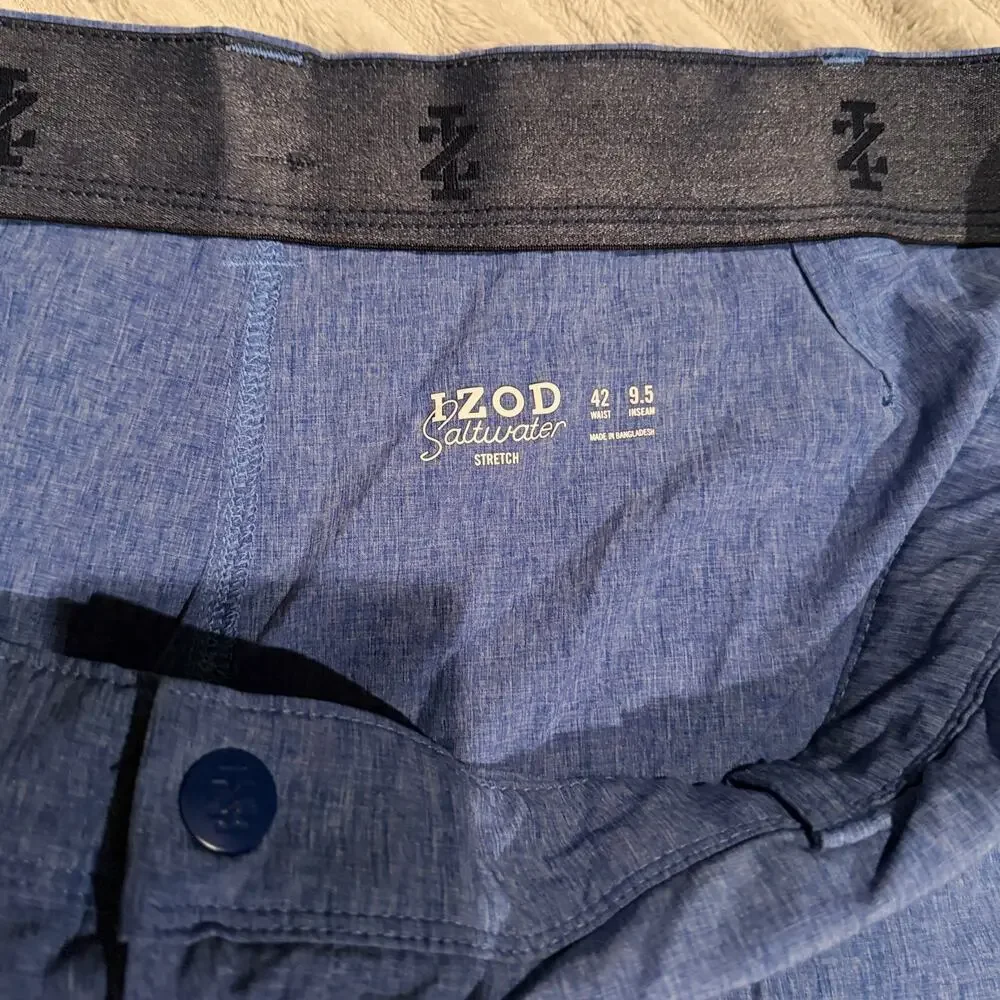 IZOD Saltwater Stretch Men's Shorts Size 42 Blue‎ Heathered 9.5